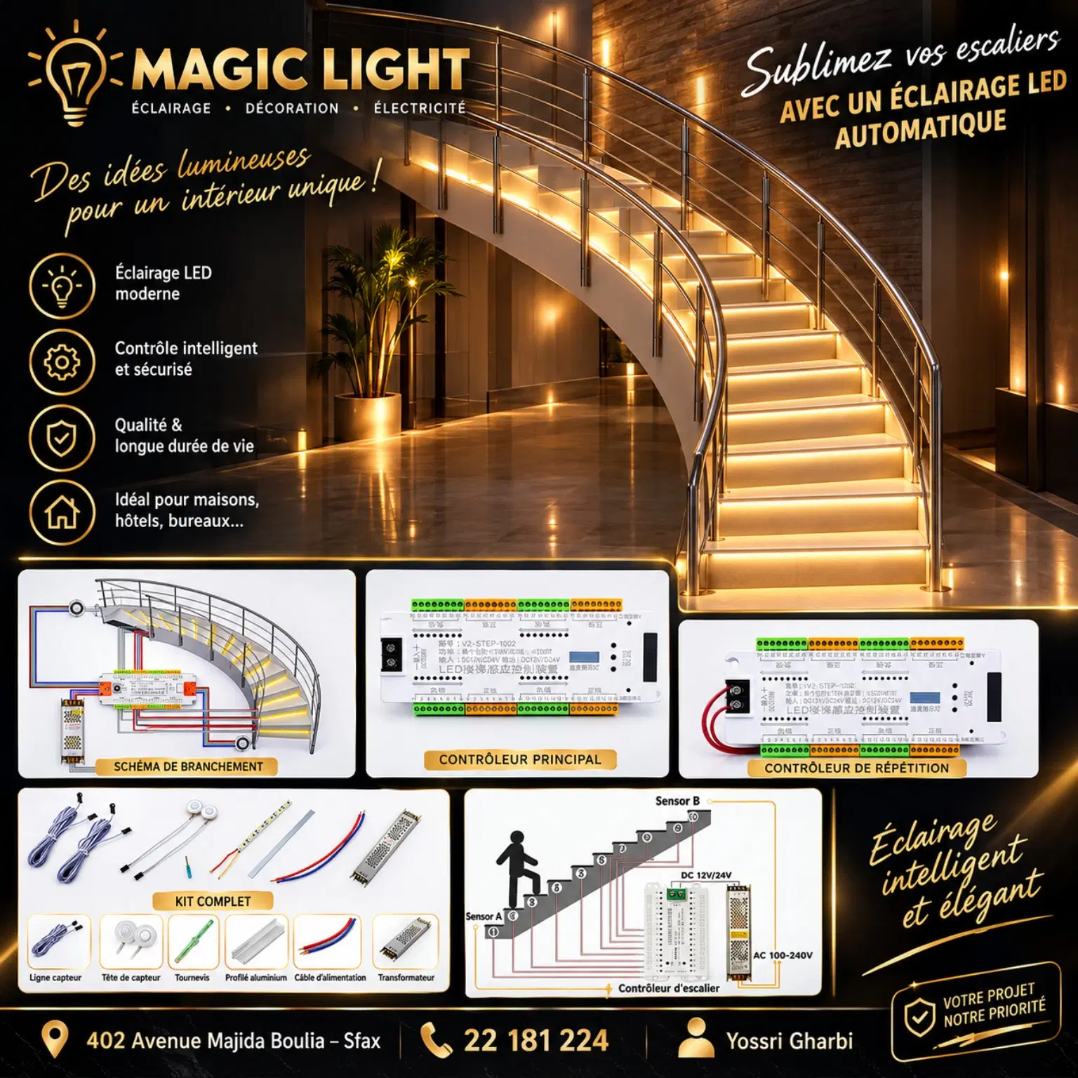 Éclairage escalier LED automatique